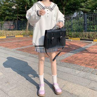 Contrast Lining Polo Sweatshirt