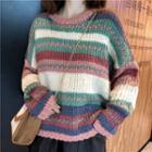 Striped Chunky Knit Sweater Stripes - Multicolor - One Size