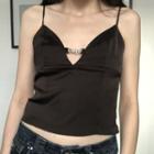 Plunge-neck Embellished Camisole Top