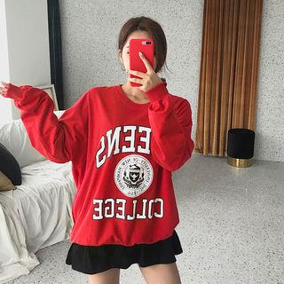 Text Print Oversized Cotton Sweatshirt