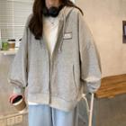 Long-sleeve Applique Hooded Zip Jacket