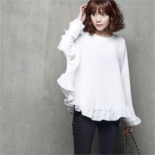 Round-neck Lettuce-edge Blouse
