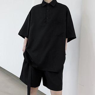 Set: Plain Oversized Short Sleeve Shirt+plain Pants