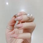 Glitter Faux Nail Tips R187 - Nude Pink & Gold - One Size