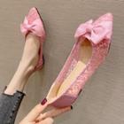 Pointed Lace Bow Accent Flats