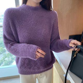 Mock-neck Sweater / High Waist Wide-leg Pants