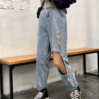 Ripped Harem Jeans With Belt