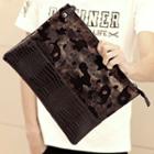 Panel Faux Leather Clutch