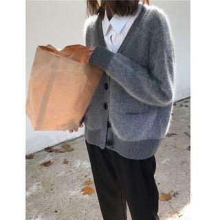 Pocket Buttoned Cardigan Gray - One Size