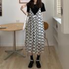 Spaghetti Strap Floral Midi A-line Dress / T-shirt