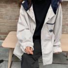 Color Block Zip Jacket Khaki - One Size