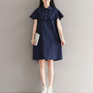 Ruffled Short-sleeve Polo Dress