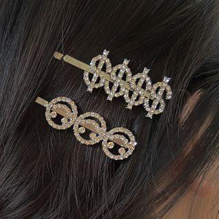 Rhinestone Smiley Face / Dollar Sign Hair Pin