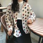 Heart Print Chiffon Shirt Almond - One Size