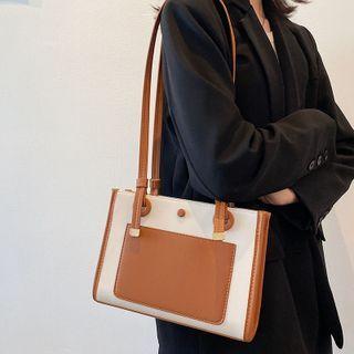 Faux Leather Two-tone Shoulder Bag