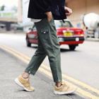 Plain Cuffed Tapered Pants