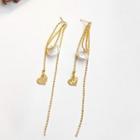 Genuine Pearl Chain Drop Earring 1 Pair - Gold - One Size