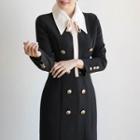 Tie Neck Long-sleeve Sheath Dress