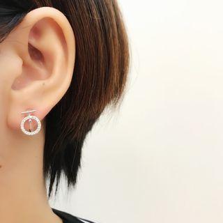 Rhinestone Hoop Clip-on Earring