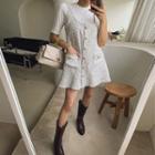 Sleeveless Faux-pearl Mini Tweed Dress