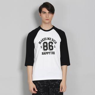 Elbow-sleeve Lettering Couple Matching T-shirt