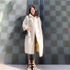 Plaid Loose-fit Coat White - One Size
