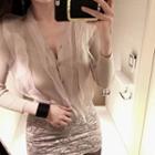 Mesh Ruffle-trim Cardigan