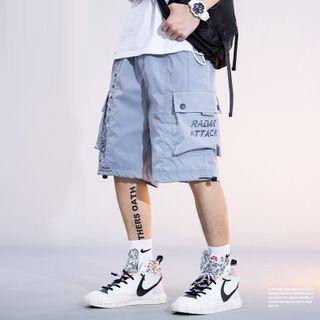 Print Drawstring Cargo Shorts