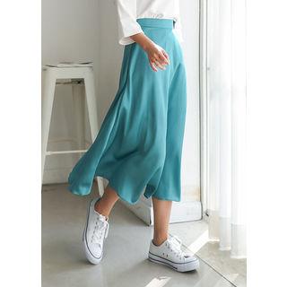 Tall Size Satin Flare Long Skirt