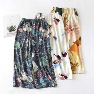 Printed Wide-leg Cropped Lounge Pants