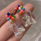 Color Block Bead Drop Earring 1 Pair - 1813 - Transparent - One Size