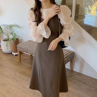 Bell-sleeve Ribbon Blouse / Jumper Dress