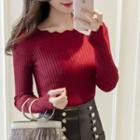 Scalloped-neck Knit Top