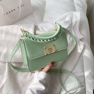Woven Top Handle Plain Crossbody Bag
