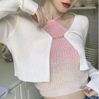 Halter Knit Cropped Camisole Top / Cardigan