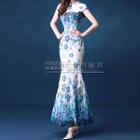 Cap-sleeve Paneled Mermaid Cheongsam