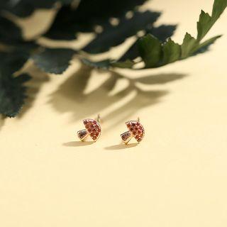 Sterling Silver Rhinestone Mushroom Studs  - Earring