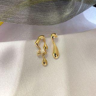 Asymmetrical Irregular Stud Earring 1 Pair - Asymmetric - Silver - One Size