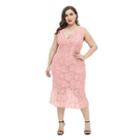 Plus-size Sleeveless Lace Midi Sheath Dress