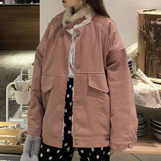 Furry-lined Snap Button Jacket