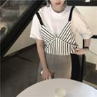 Plain Short Sleeve T-shirt / Striped Tank Top