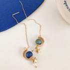 Star Alloy Dangle Earring 1 Pair - Blue & Gold - One Size