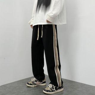 Gradient Striped Panel Loose Fit Sweatpants