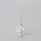 Snowflake Rhinestone Pendant Sterling Silver Necklace S925 Silver - Necklace - Silver - One Size