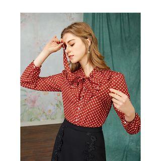Tie Neck 3/4-sleeve Shirt