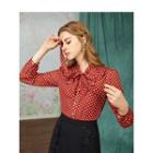 Tie Neck 3/4-sleeve Shirt