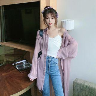 Long Chiffon Shirt Purple - One Size