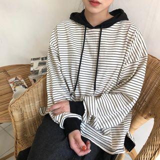 Long Sleeve Striped Hooded Pullover