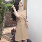 Double Breasted Short-sleeve A-line Dress As Shown In Figure - One Size