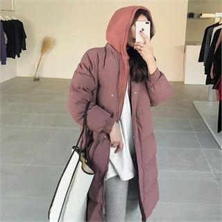 Zip Hoodie Layered Puffer Coat